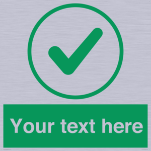 Custom green background, green tick in circle sign